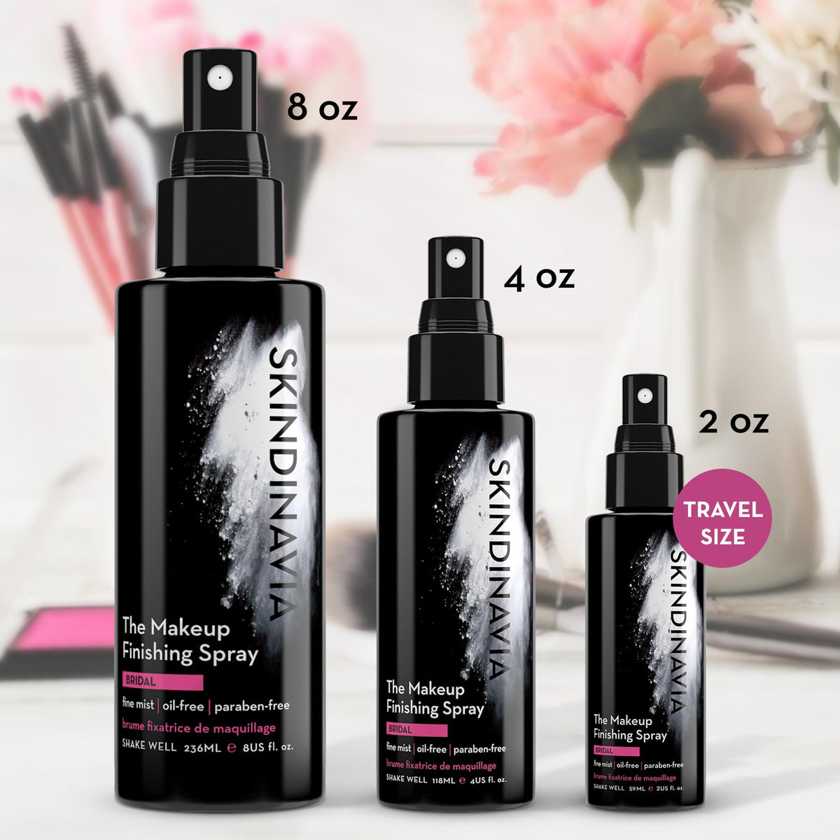 SKINDINAVIA bottle in hand showing compact 2 oz size and portability benefit