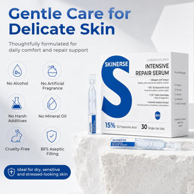 SKINERSE before and after skin visual scale showing reduced redness and smoother texture