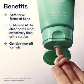 Skinfix cleanser being massaged onto damp face for clearer pores
