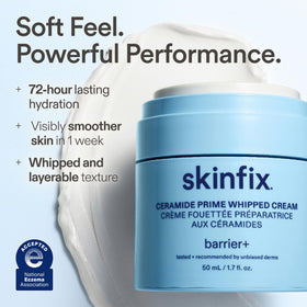 Skinfix cream whipped texture close-up highlighting smooth spreadable hydration