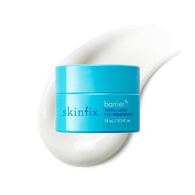 Skinfix front packaging showing product and calming design, improves under-eye texture