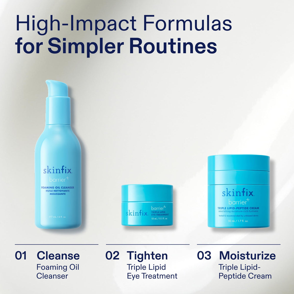 Skinfix label close-up listing peptide and lipid complex, reassures ingredient transparency