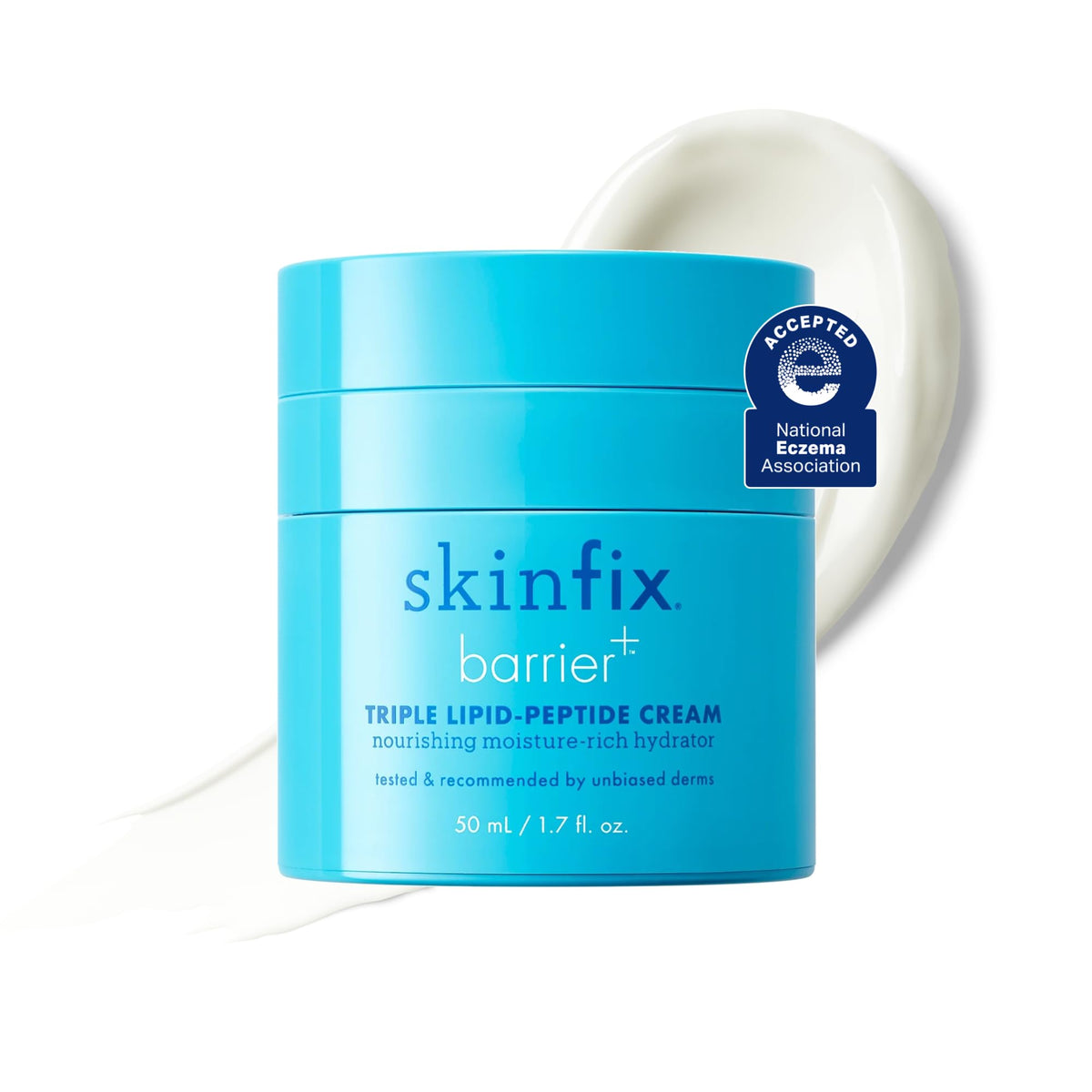 Skinfix front packaging showing the triple lipid peptide cream with product benefits