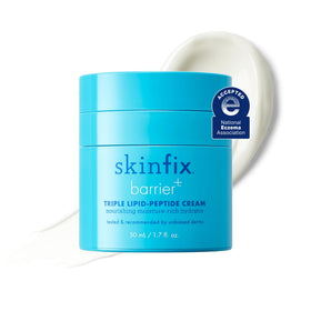 Skinfix front packaging showing the triple lipid peptide cream with product benefits