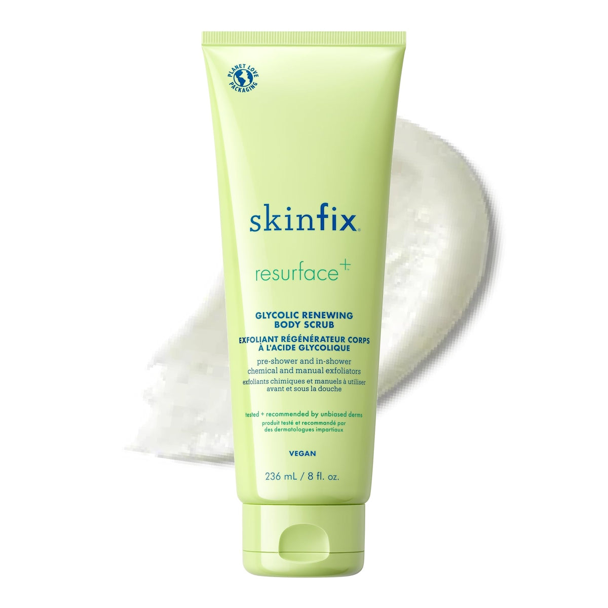 Skinfix Glycolic Renewing Scrub front tube showing label and benefits