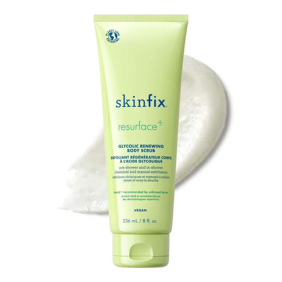 Skinfix Glycolic Renewing Scrub front tube showing label and benefits