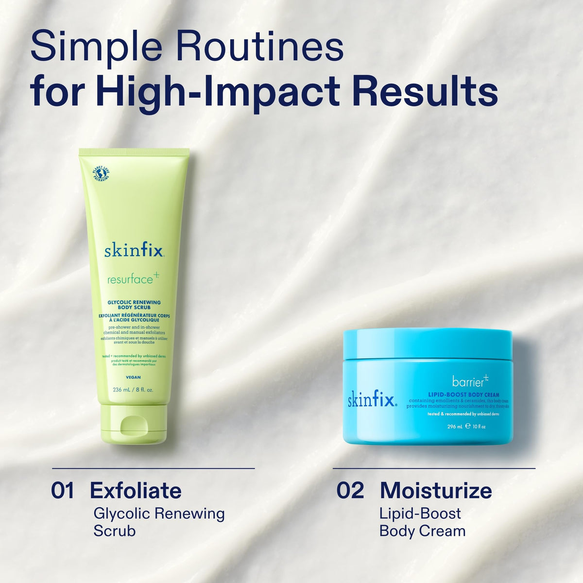 Skinfix ingredient highlight with glycolic and lactic acids for smoother texture