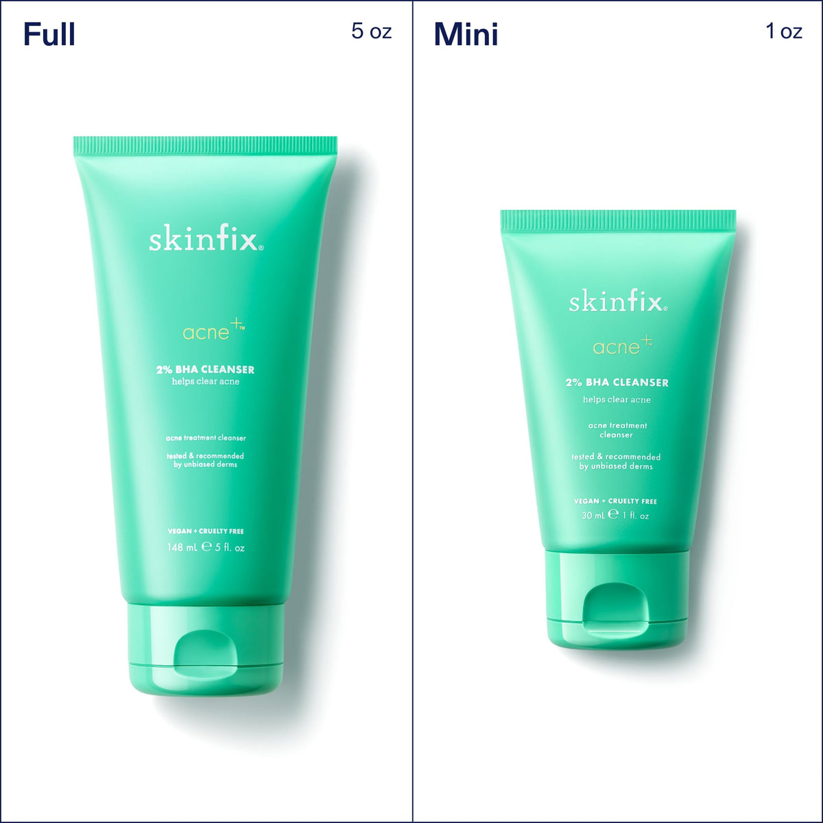 Skinfix packaging and ingredient callouts emphasizing clean formulation