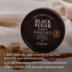 Open jar of SKINFOOD 1957 revealing scrub inside, displays consistency and usable amount
