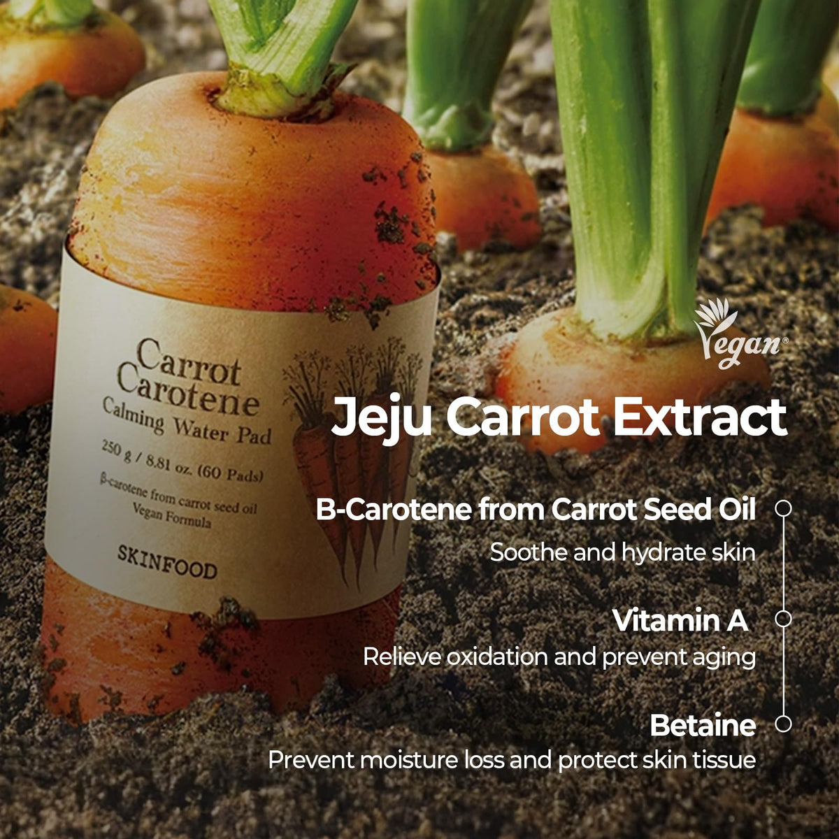 SKINFOOD pouring carrot-rich essence to show concentrated hydration and calming benefits