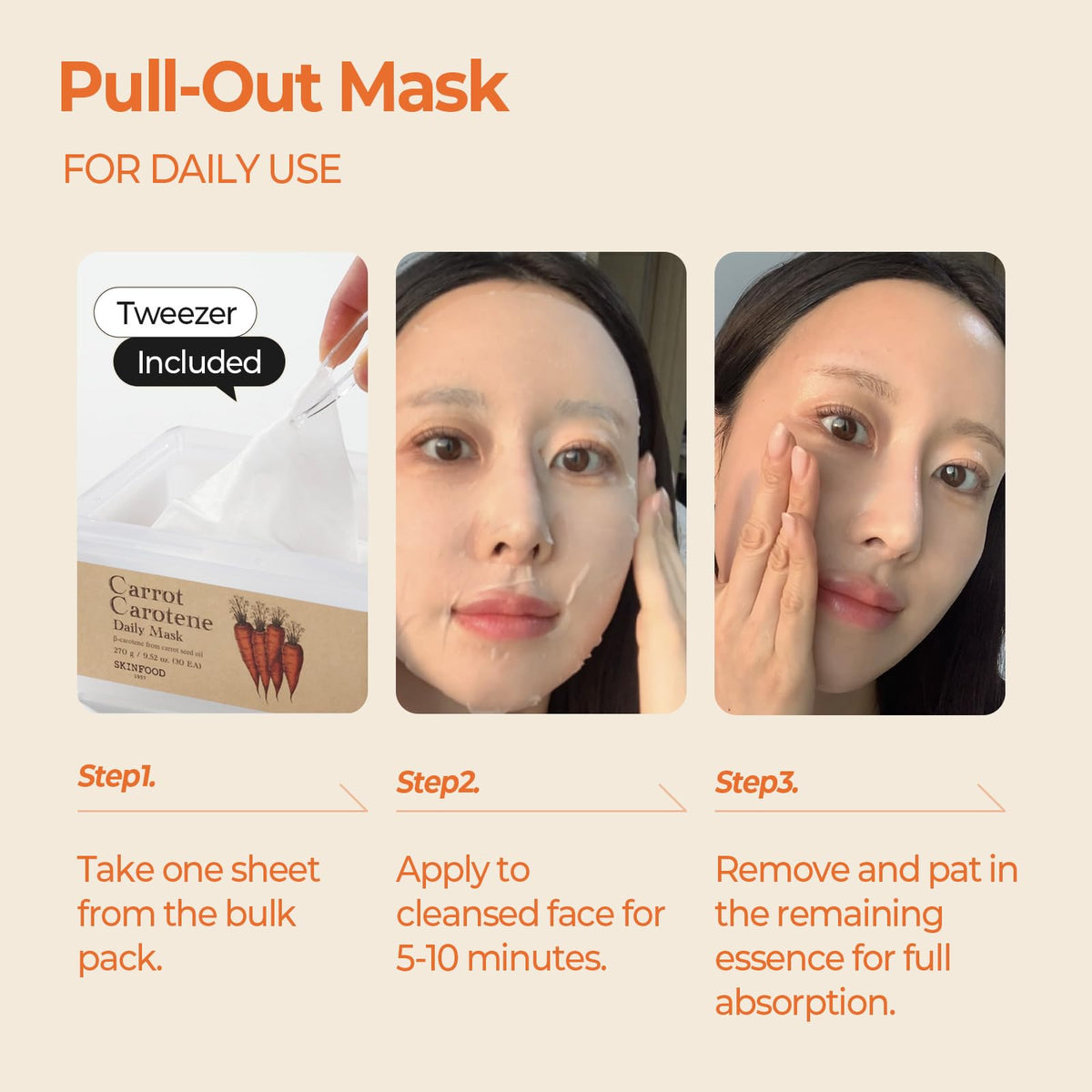 SKINFOOD after mask removal revealing dewy, smoother skin and hydrated glow