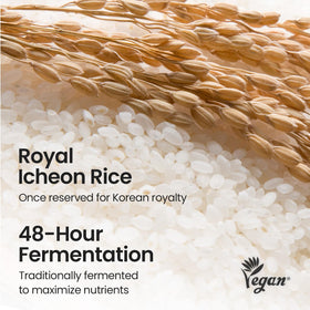 SKINFOOD label close-up showing Icheon rice ingredient and premium sourcing