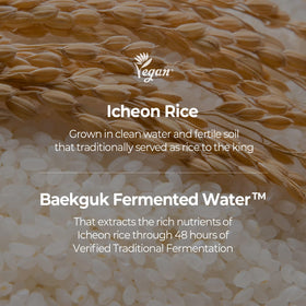 SKINFOOD rice toner pouring texture, showing lightweight hydration absorption