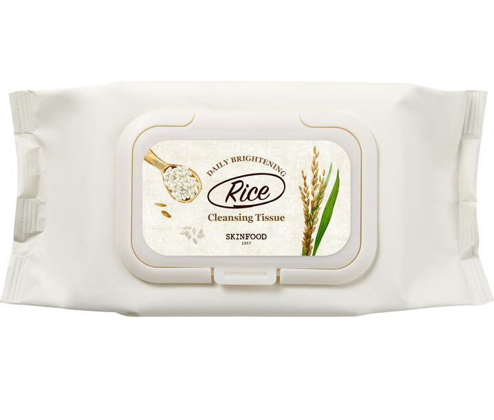 SKINFOOD front packaging showing rice wipes and travel-friendly benefits