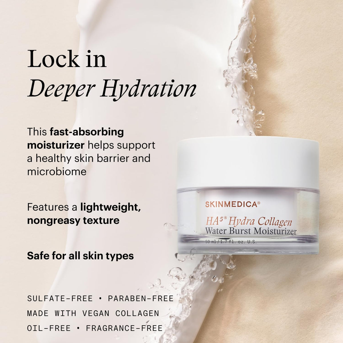 SkinMedica gel-cream texture close-up illustrating lightweight hydration