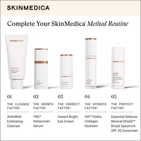 SkinMedica botanicals flatlay with Persian Silk Tree and herbs showing antioxidant sources