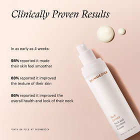 SkinMedica product used across décolleté demonstrating even tone and smoothing benefit