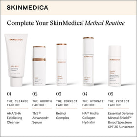 Lifestyle bedside table with SkinMedica serum for nightly use routine