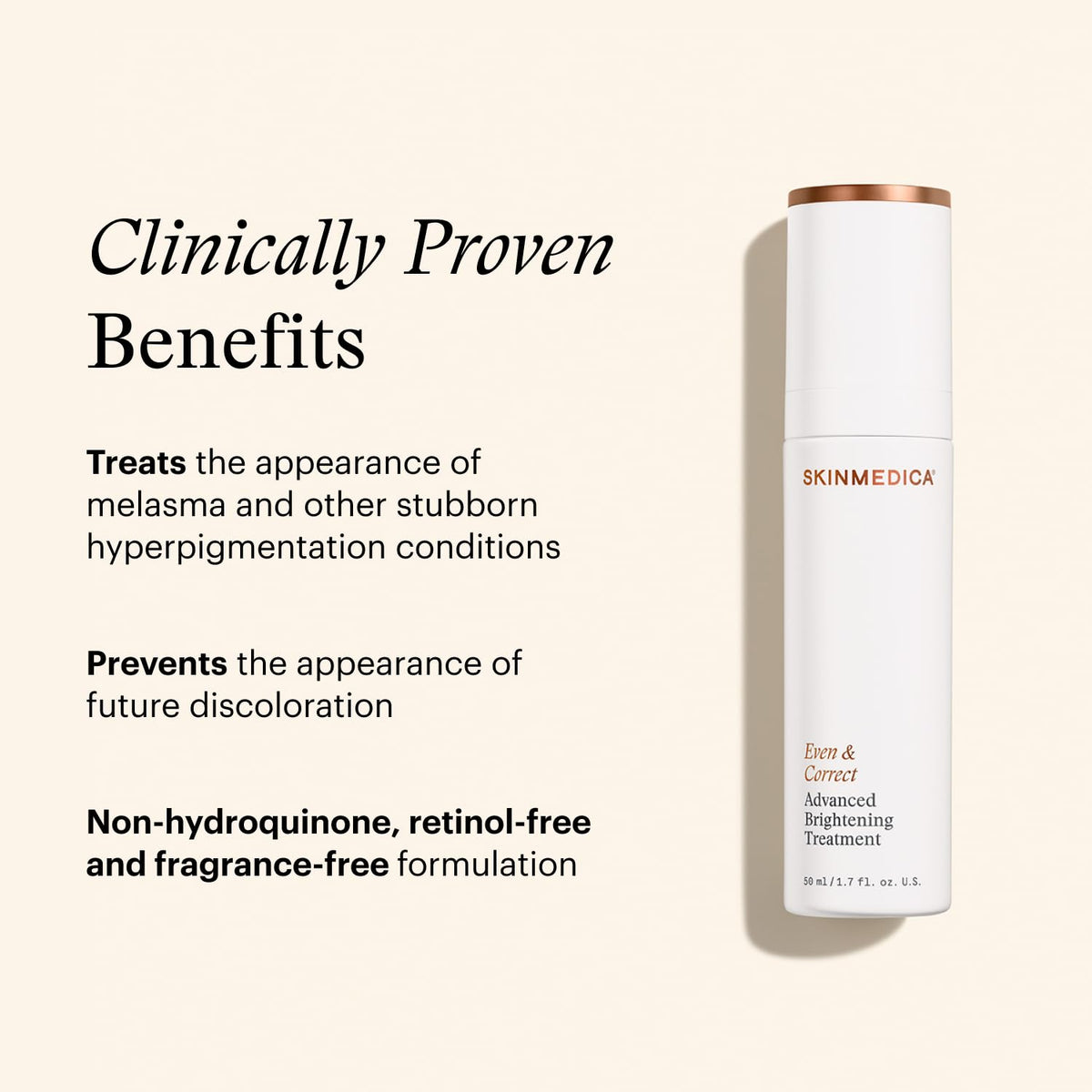 SkinMedica bottle in hand for scale, 1.7 fl oz size clarity benefit