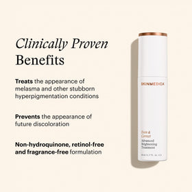 SkinMedica bottle in hand for scale, 1.7 fl oz size clarity benefit