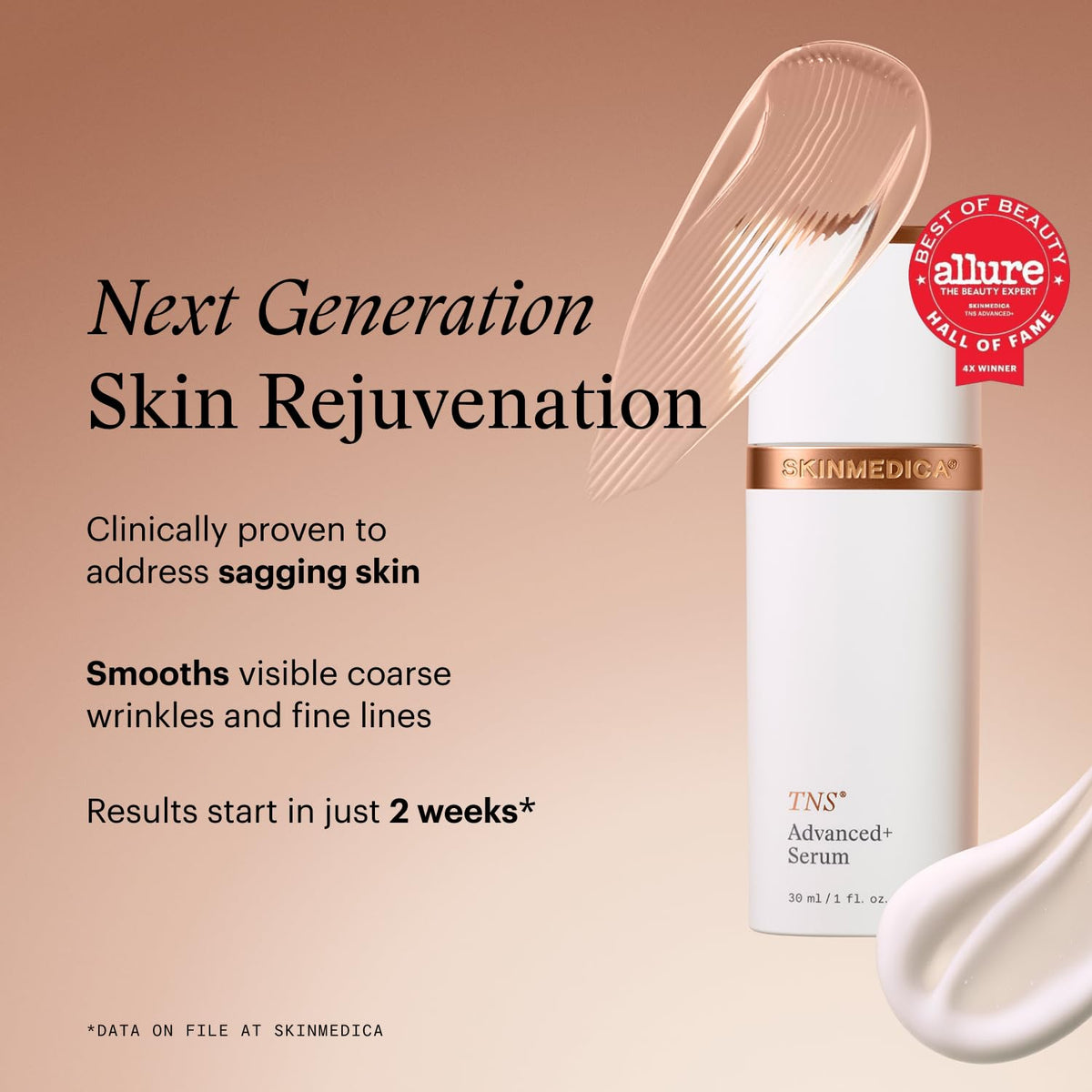SkinMedica serum texture on fingertip demonstrating lightweight, fast absorption