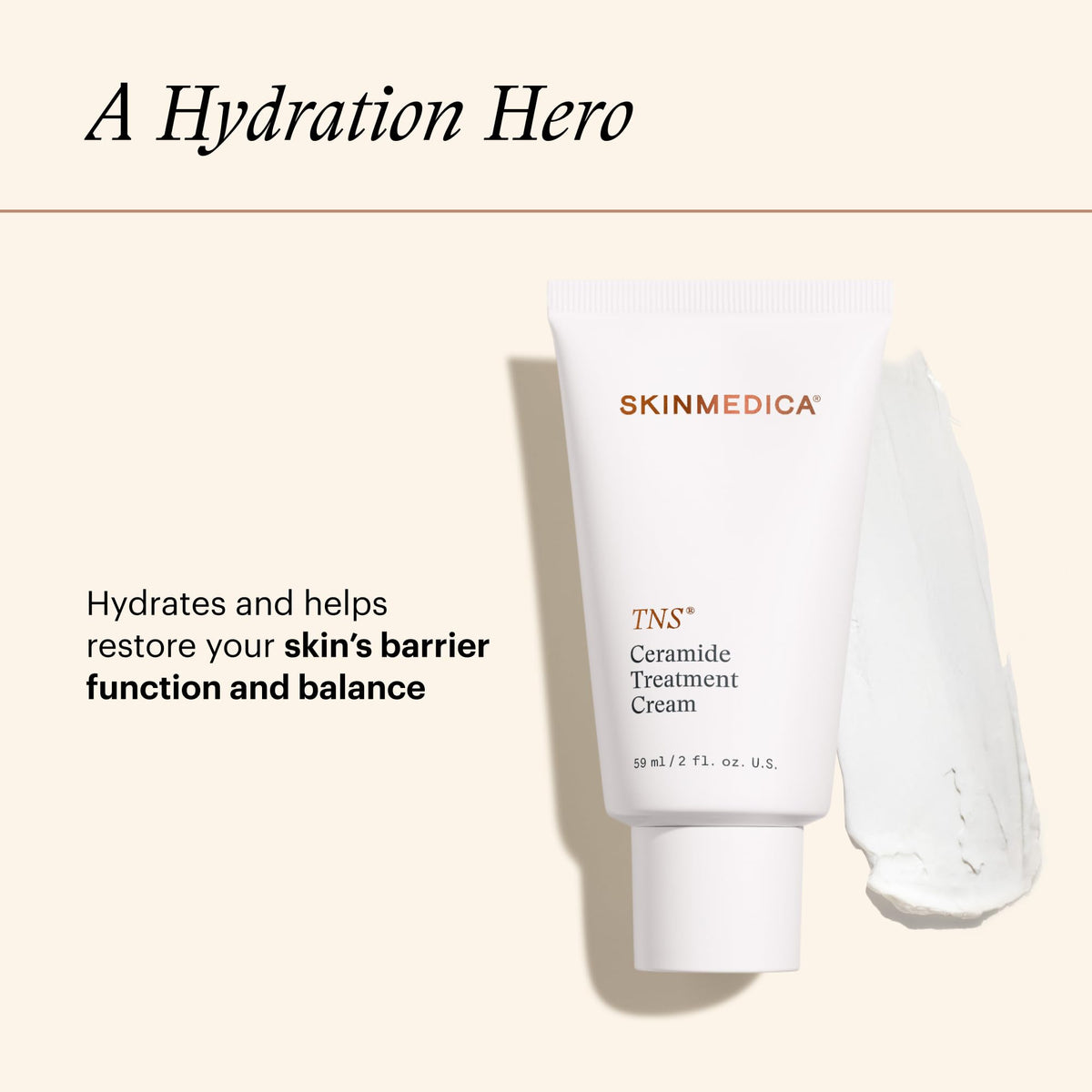 SkinMedica cream on hand demonstrating easy absorbency and softness