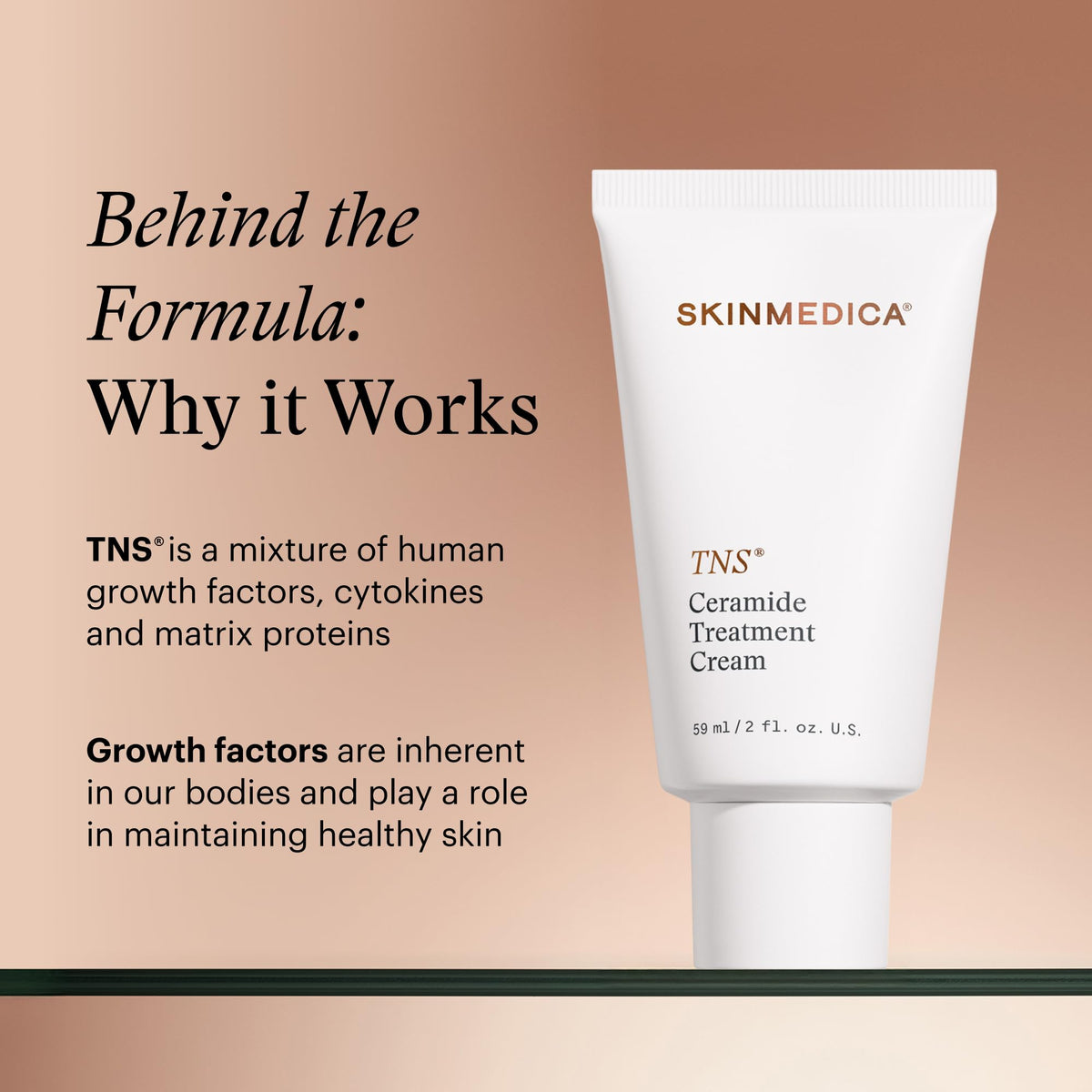 SkinMedica ingredient display highlighting TNS and ceramide blend