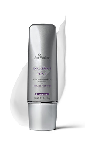 SkinMedica front packaging showing tinted SPF 34 and product benefit