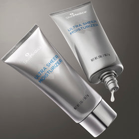 SkinMedica moisturizer on bathroom counter paired with daily skincare routine