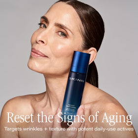 SKINN serum texture close-up highlighting lightweight, fast-absorbing feel