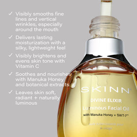 SKINN oil texture close-up that demonstrates lightweight absorption