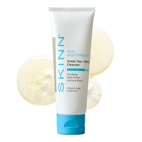 SKINN front packaging showing cleanser and purpose for refreshed mornings