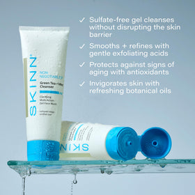 SKINN gel texture on fingertip showing lightweight, non-greasy feel