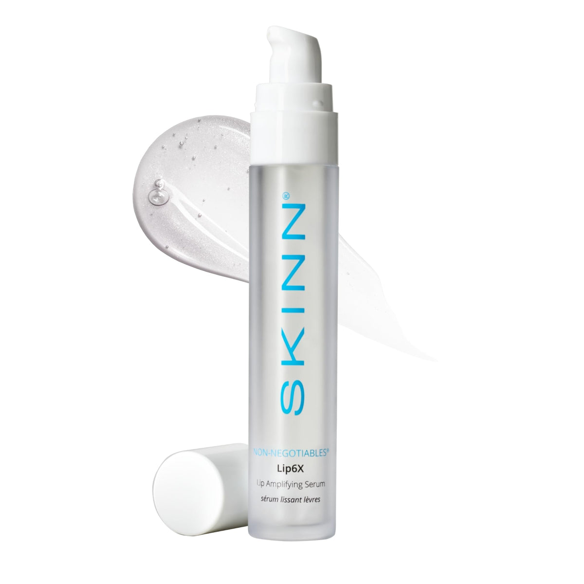 SKINN Lip6X front tube shows compact 10ml packaging and clear branding for easy storage