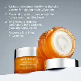 SKINN open jar top view, displays cream density and easy-to-dispense consistency