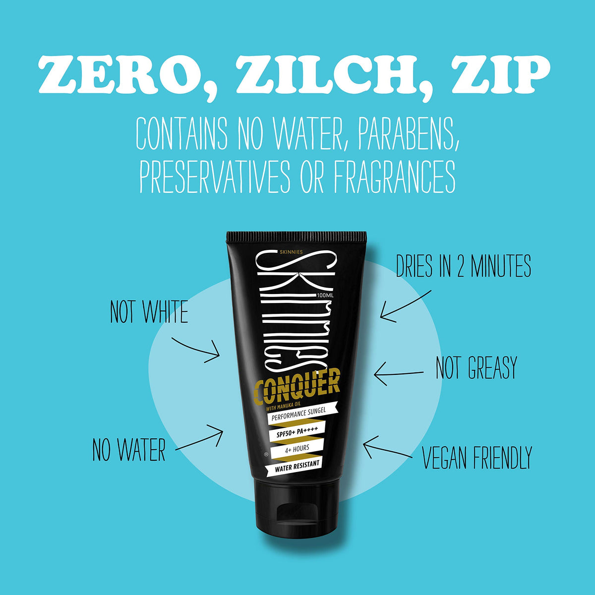 Skinnies gel spread on arm illustrating bonding layer and quick absorption benefit