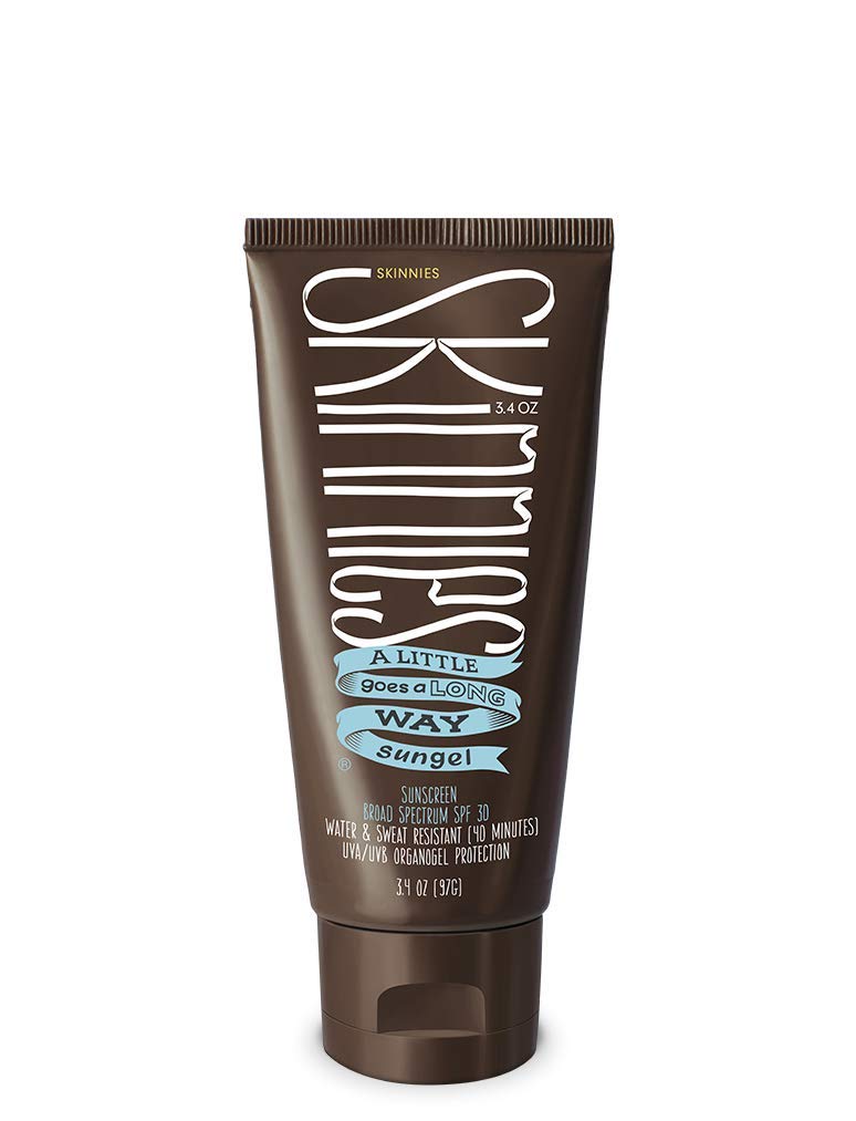 Skinnies front packaging showing SPF30 and compact travel-ready benefit