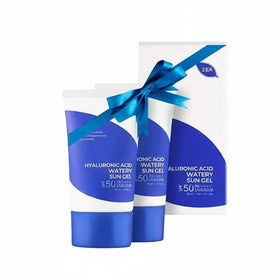 SKINSINS front packaging showing SPF50+ protection and hyaluronic acid benefits