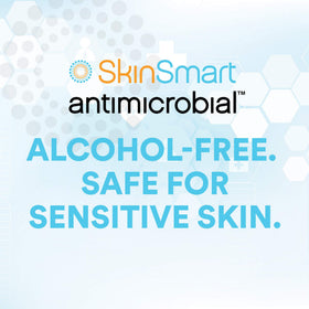 SkinSmart bottle next to a travel bag showing convenience for commutes benefit