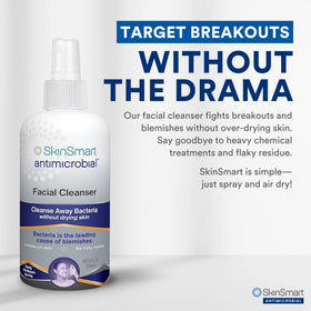 SkinSmart clear liquid texture visible, gentle formulation for sensitive skin