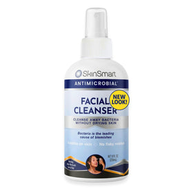 SkinSmart front packaging 8oz bottle shows clear bottle and label, convenient use