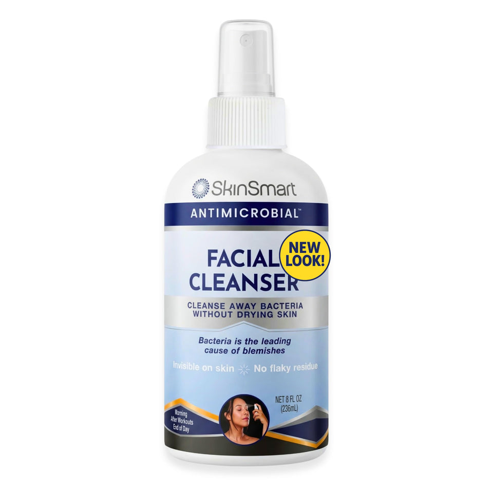SkinSmart front packaging 8oz bottle shows clear bottle and label, convenient use