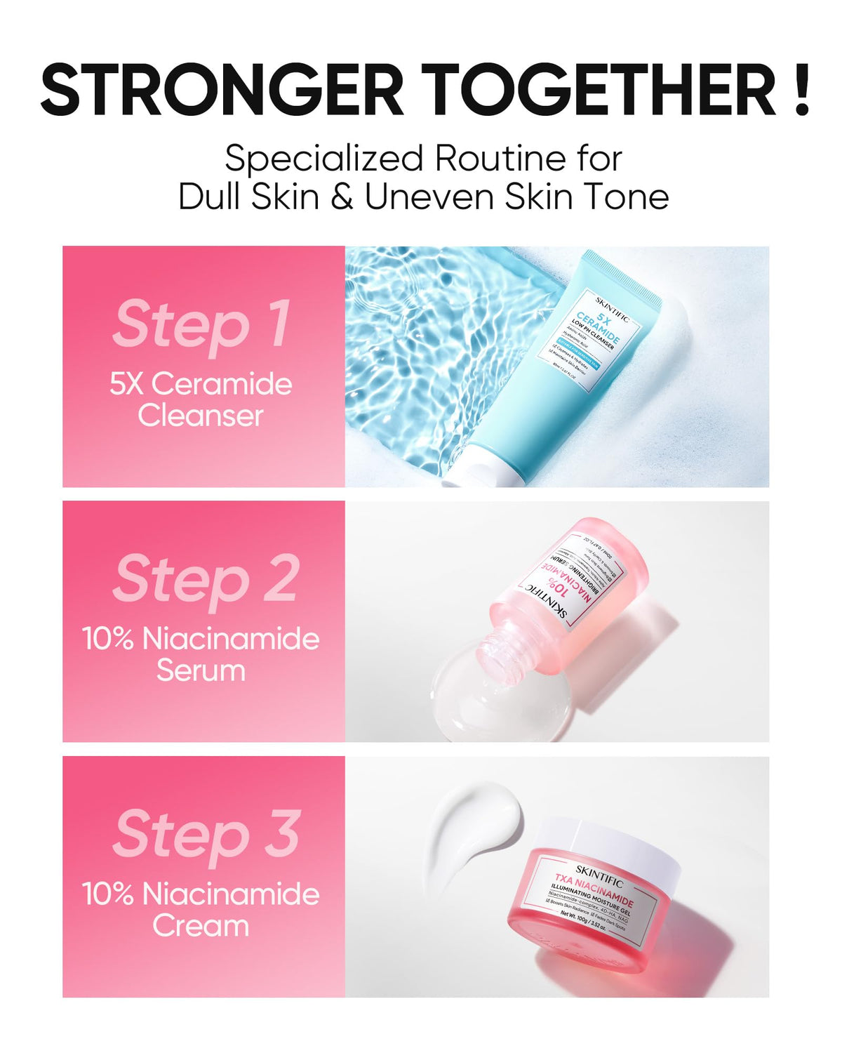 SKINTIFIC applied on cheek before and after to show more even tone
