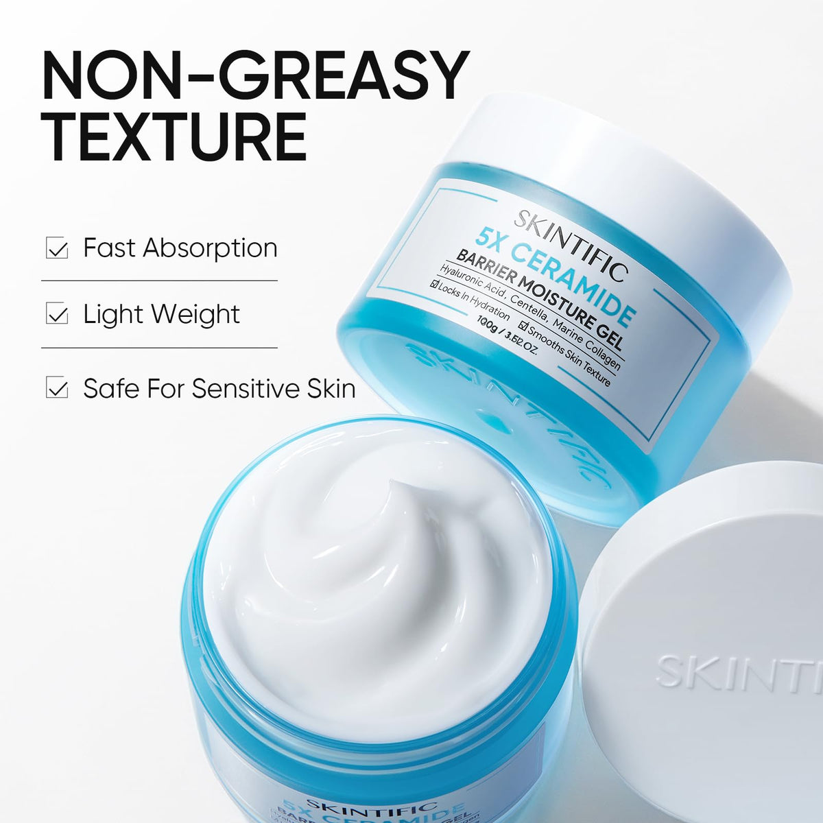SKINTIFIC application on cheek demonstrating smooth spread and non-greasy finish