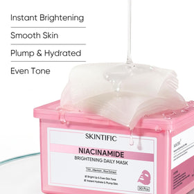 SKINTIFIC box label closeup highlighting niacinamide tranexamic acid rice extract
