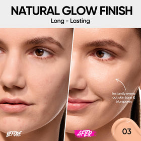 SKINTIFIC cushion open with sponge showing easy tap-on application method