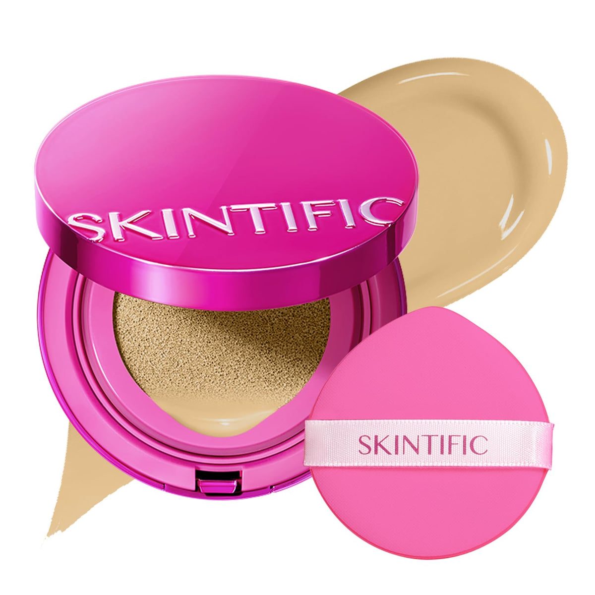 SKINTIFIC cushion compact front view showing compact design and portability