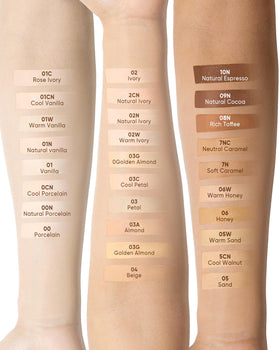 SKINTIFIC before-and-after on cheek showing coverage and natural matte benefit