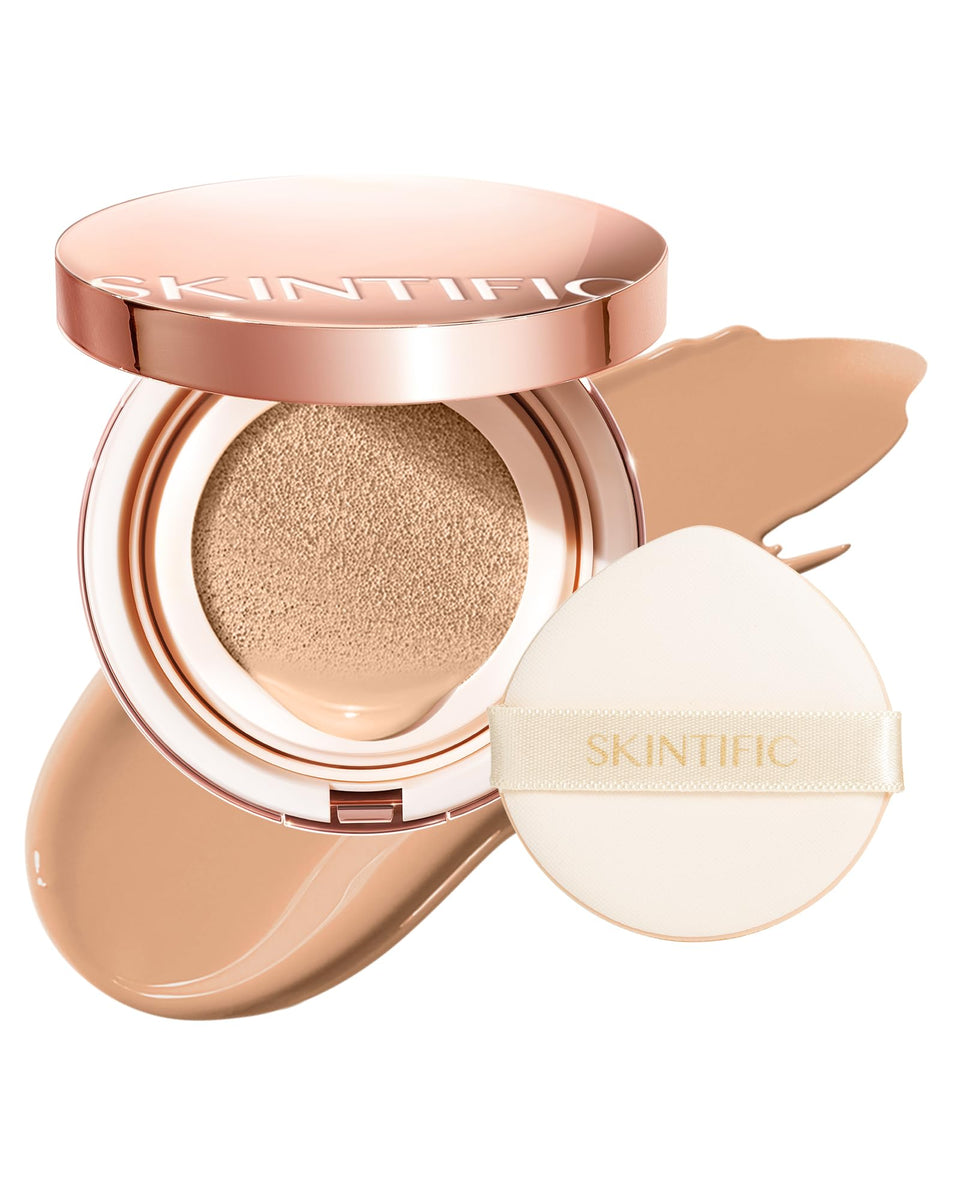 SKINTIFIC front compact view showing packaging and shade label