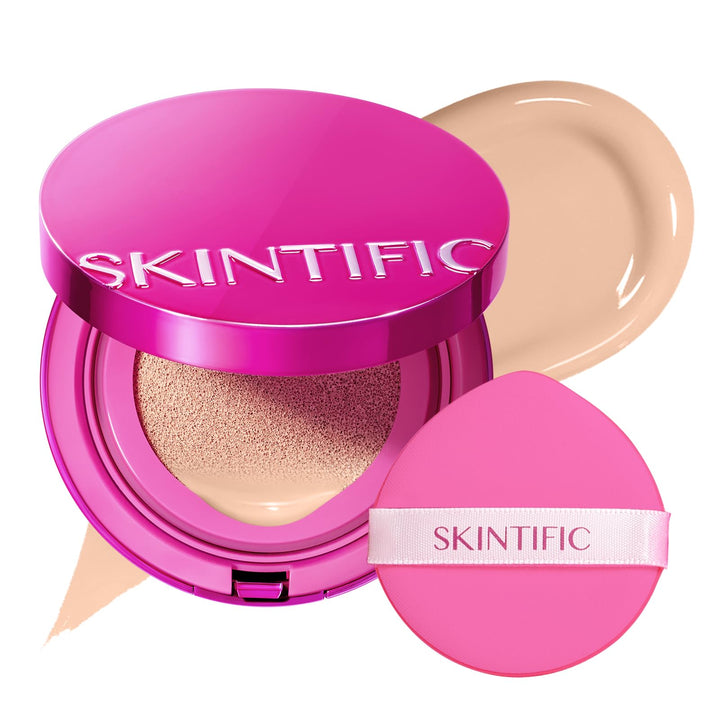 SKINTIFIC compact front view showing sleek case and portability benefit